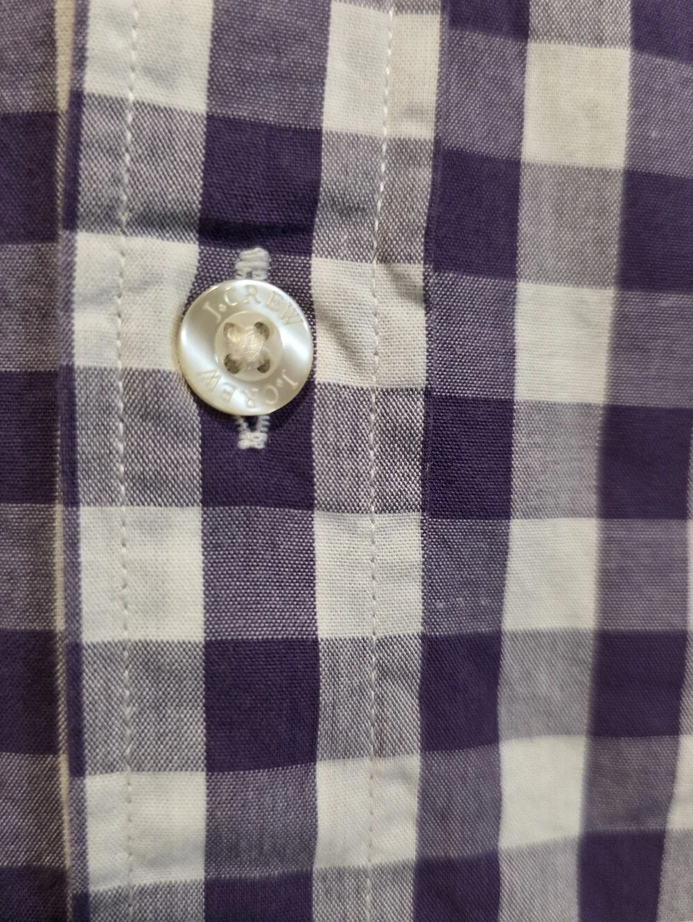 J. Crew Men’s Purple and White Gingham Button-Down Shirt